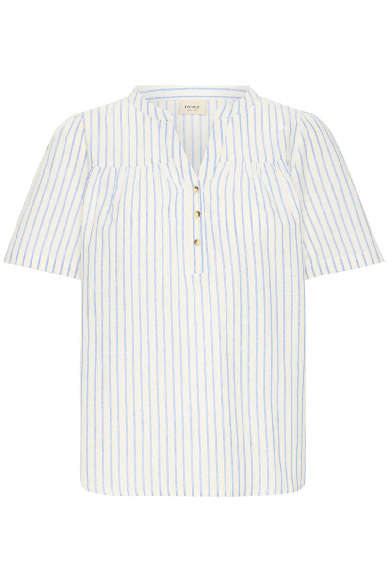FRBONNIE BL 3 HVID/BLÅ Bluse