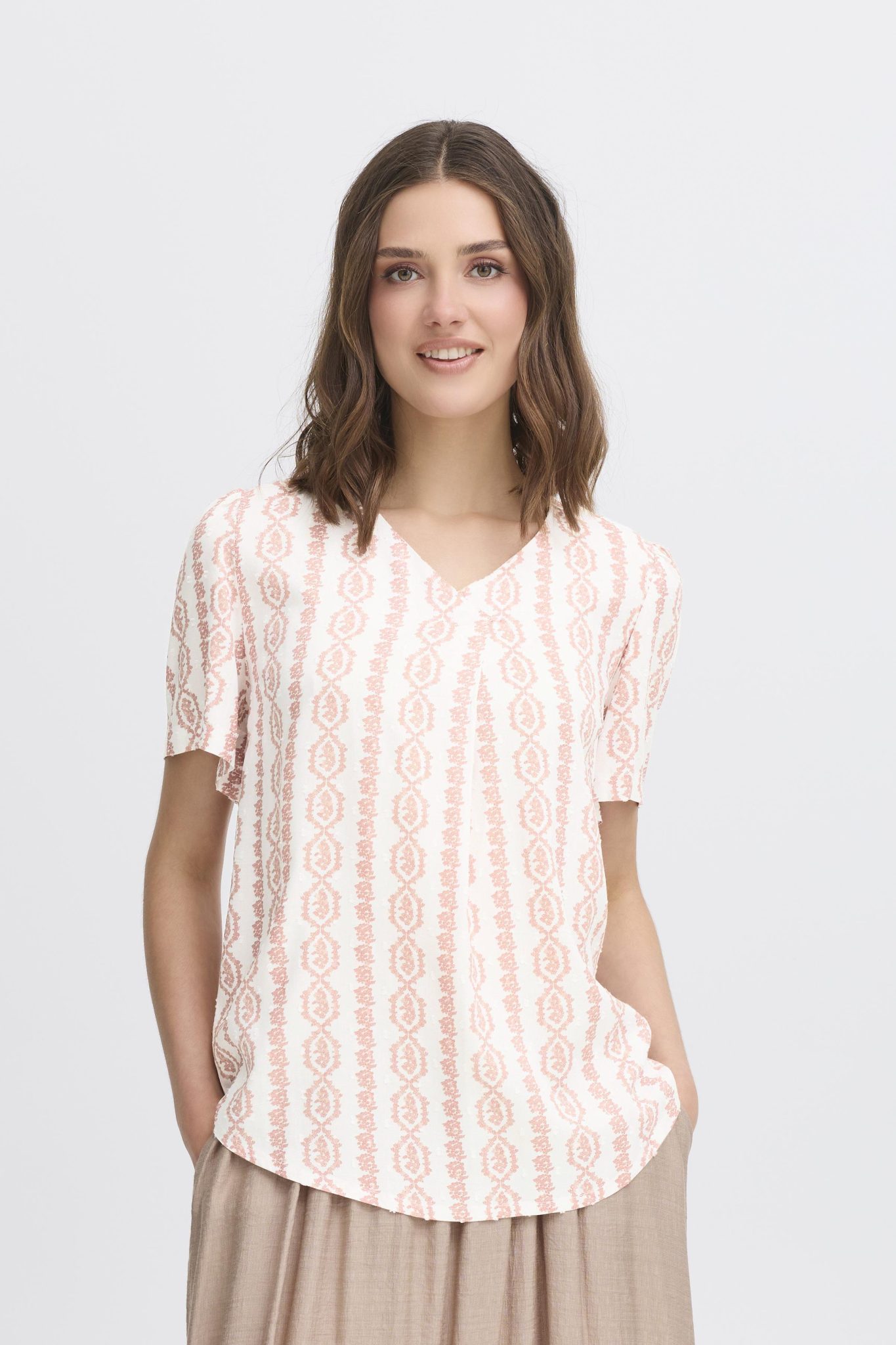 FRANSA FRSOPHIA BL 1 ROSA/HVID Bluse