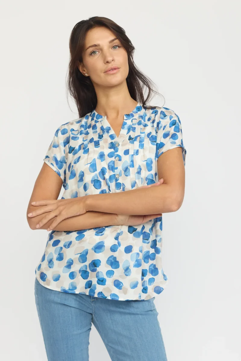 2-BIZ BLOOME BLÅ/SAND Bluse