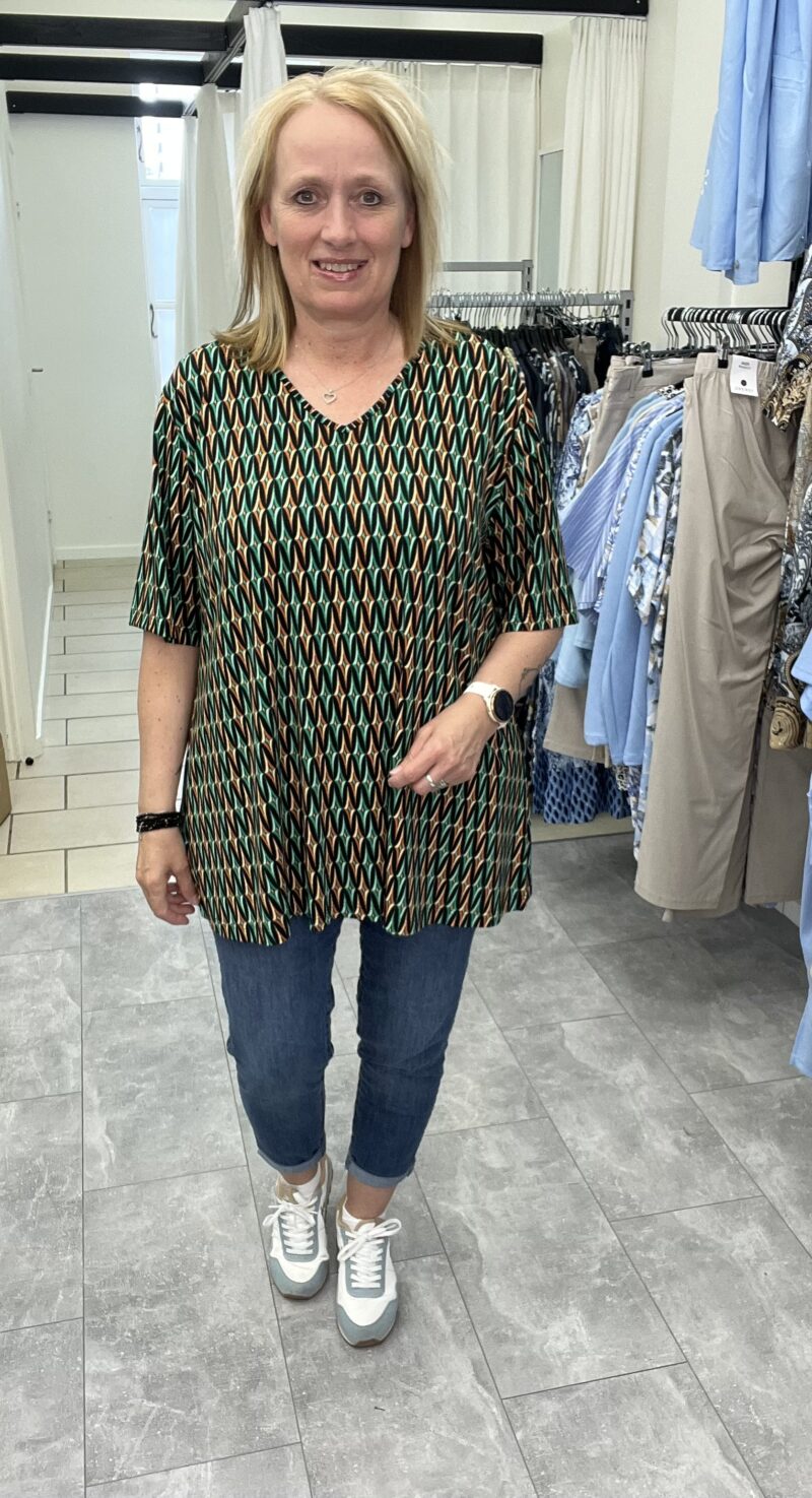 B-DESIGN GRØN/BRUN Bluse