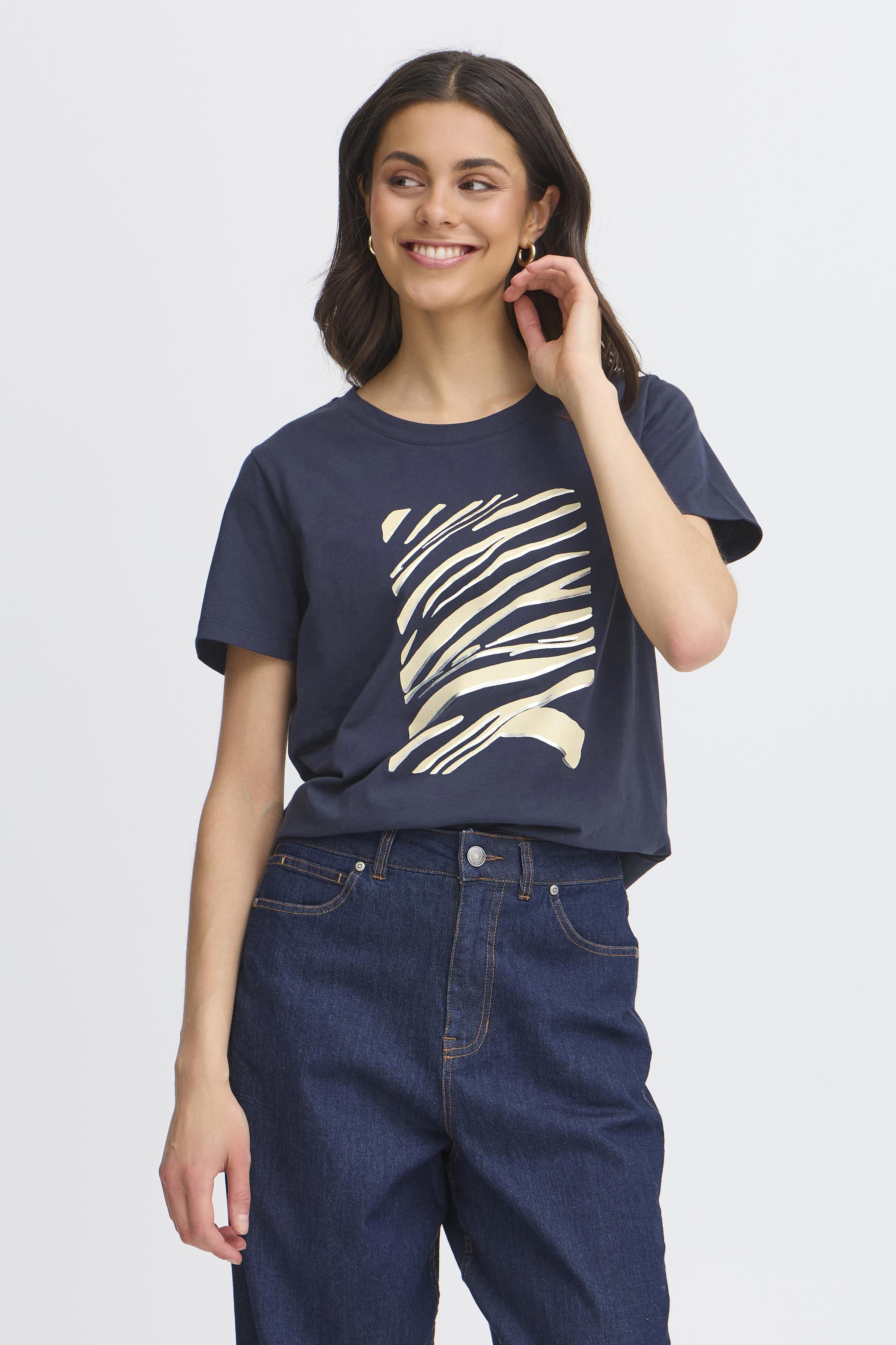 FRANSA FRZEBRAS TEE 1 NAVY T-shirt