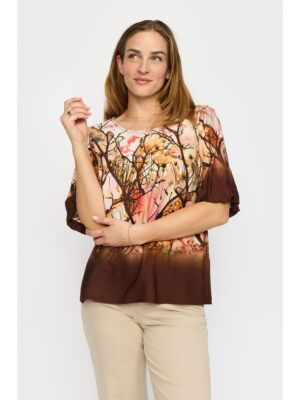 2-BIZ VINA BLUSE BRUN MED TRÆ Bluse