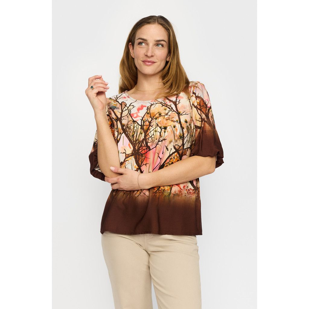 2-BIZ VINA BLUSE BRUN MED TRÆ Bluse