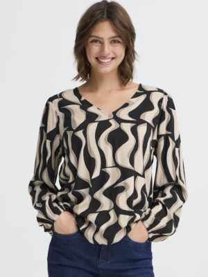 FRJUSTINI 1 SORT7BEIGE BLUSE