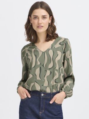 FRJUSTINI 1 GRØN/BEIGE BlUSE