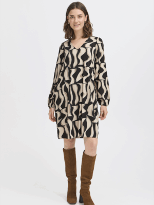 FRJUSTINI 1 SORT/BEIGE TUNIKA