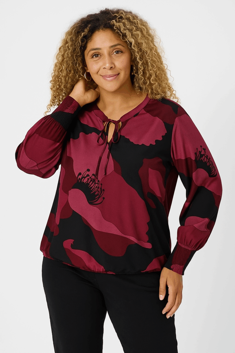 ZHENZI SADIE BORDEAUX Bluse