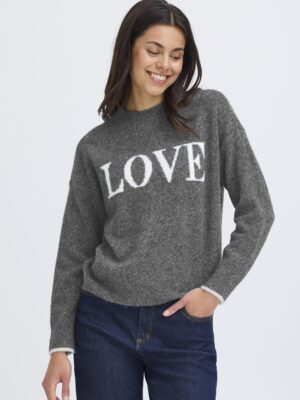 FRANSA FRFLORENCE LOVE GRÅ Strik