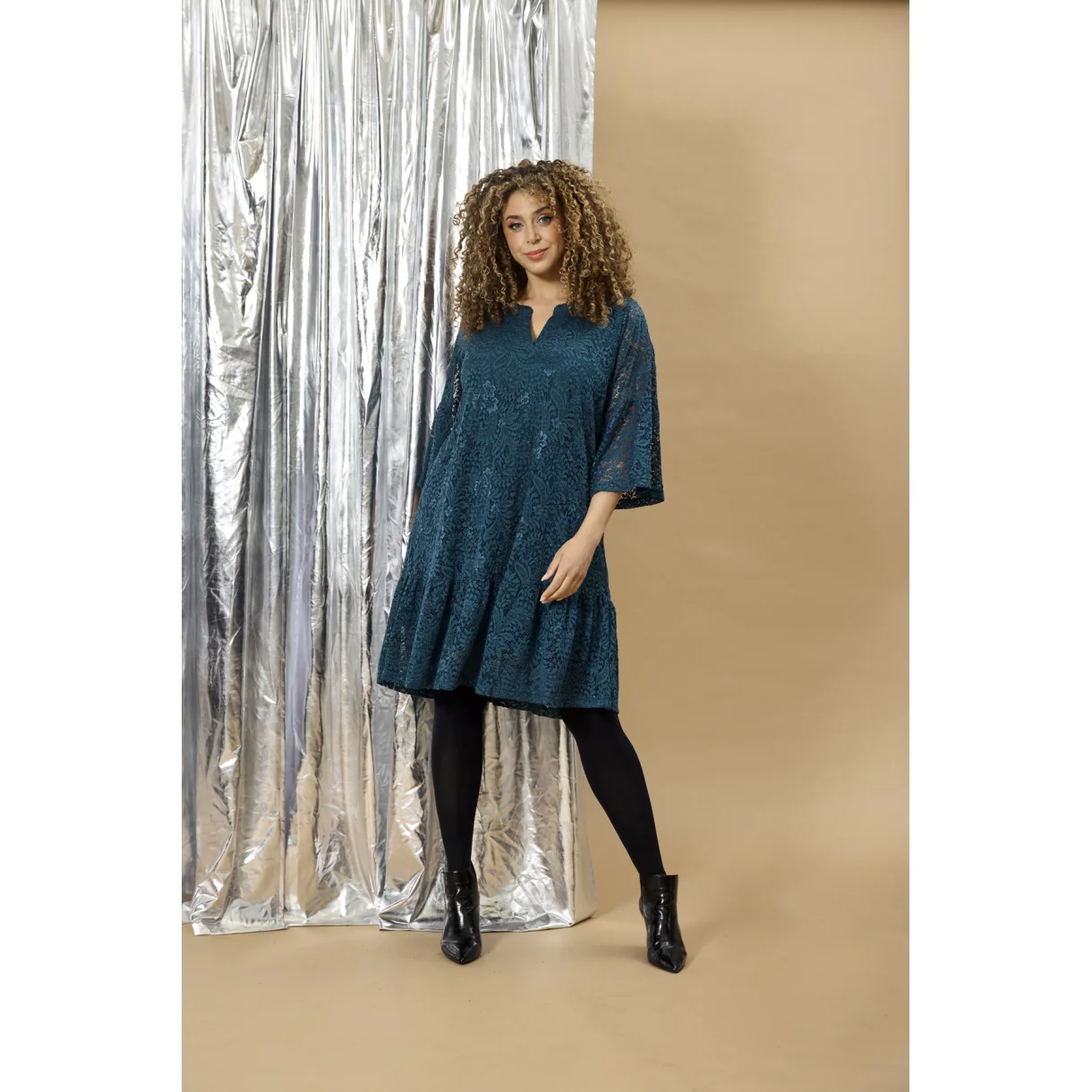 ZHENZI TIST GRØN Kjole