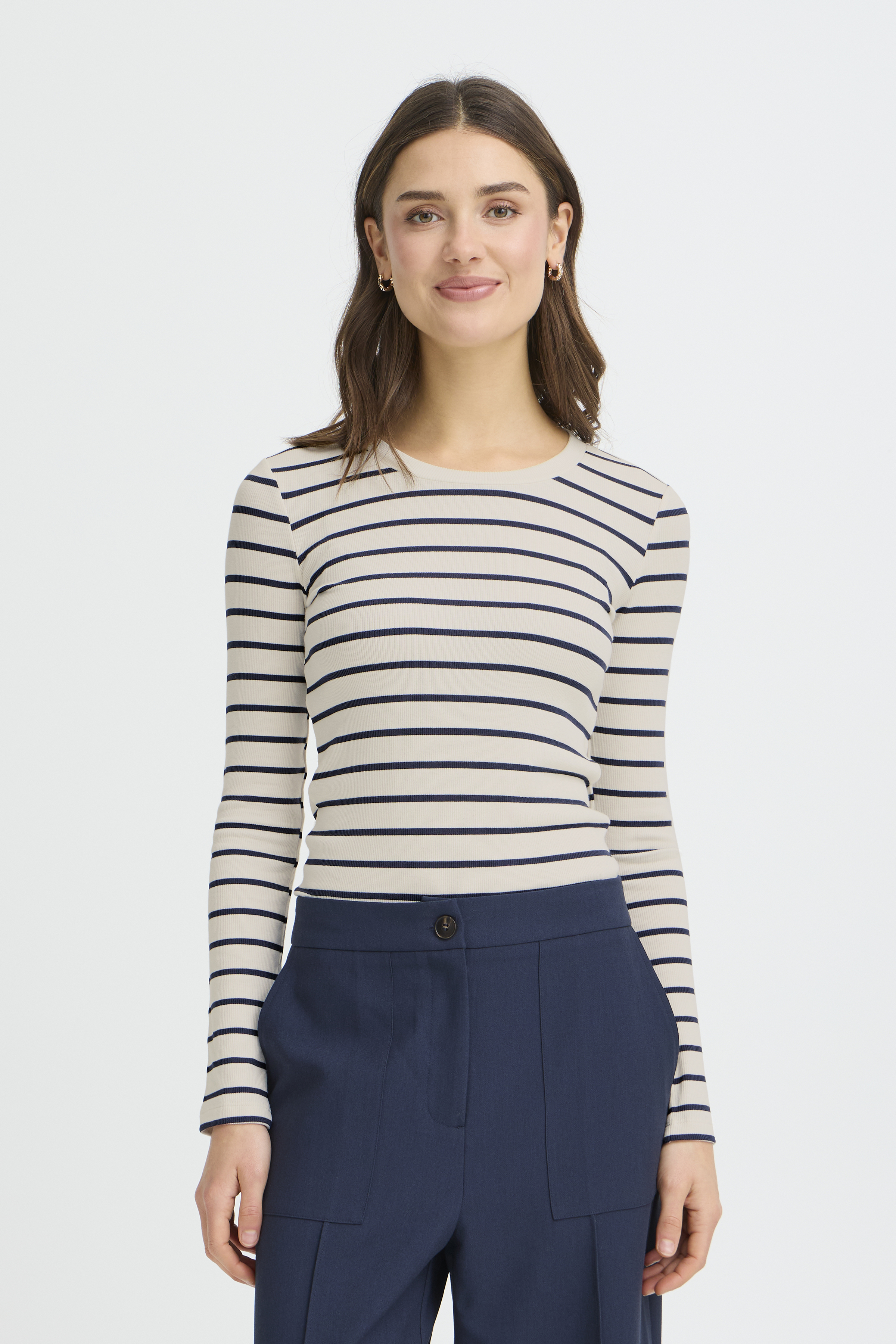 FRANSA FRHIZAMOND STRIPE TEE 33 marineblå
