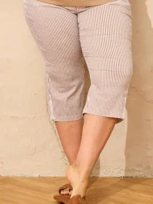 ZHENZI JAZZY 71 BUKSER STRIB BEIGE/HVID