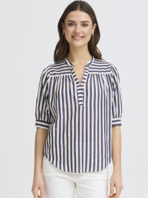 FRANSA DONNIE BLUSE BLÅ STRIB