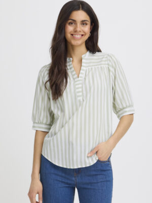 FRANSA DONNIE BLUSE GRØN STRIB