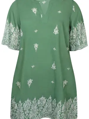 ZHENZI EMELY GRØN/HVID Kjole