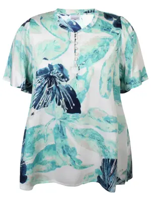 ZHENZI JALYN GRØN OG BLÅ MIX BLUSE