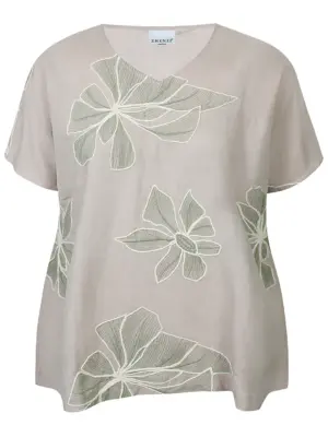 ZHENZI JUNIE SAND/GRØN BLOMST BLUSE