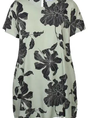 ZHENZI ELLEN GRØN MED BLOMST TUNIKA