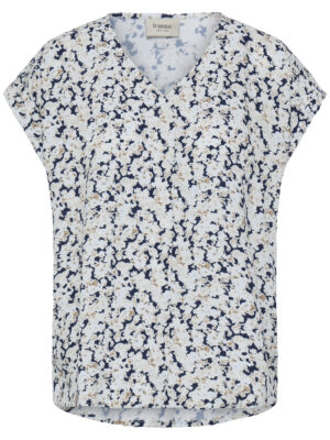 FRANSA FRHEAT BLUSE BLOMST HVID/MARINE
