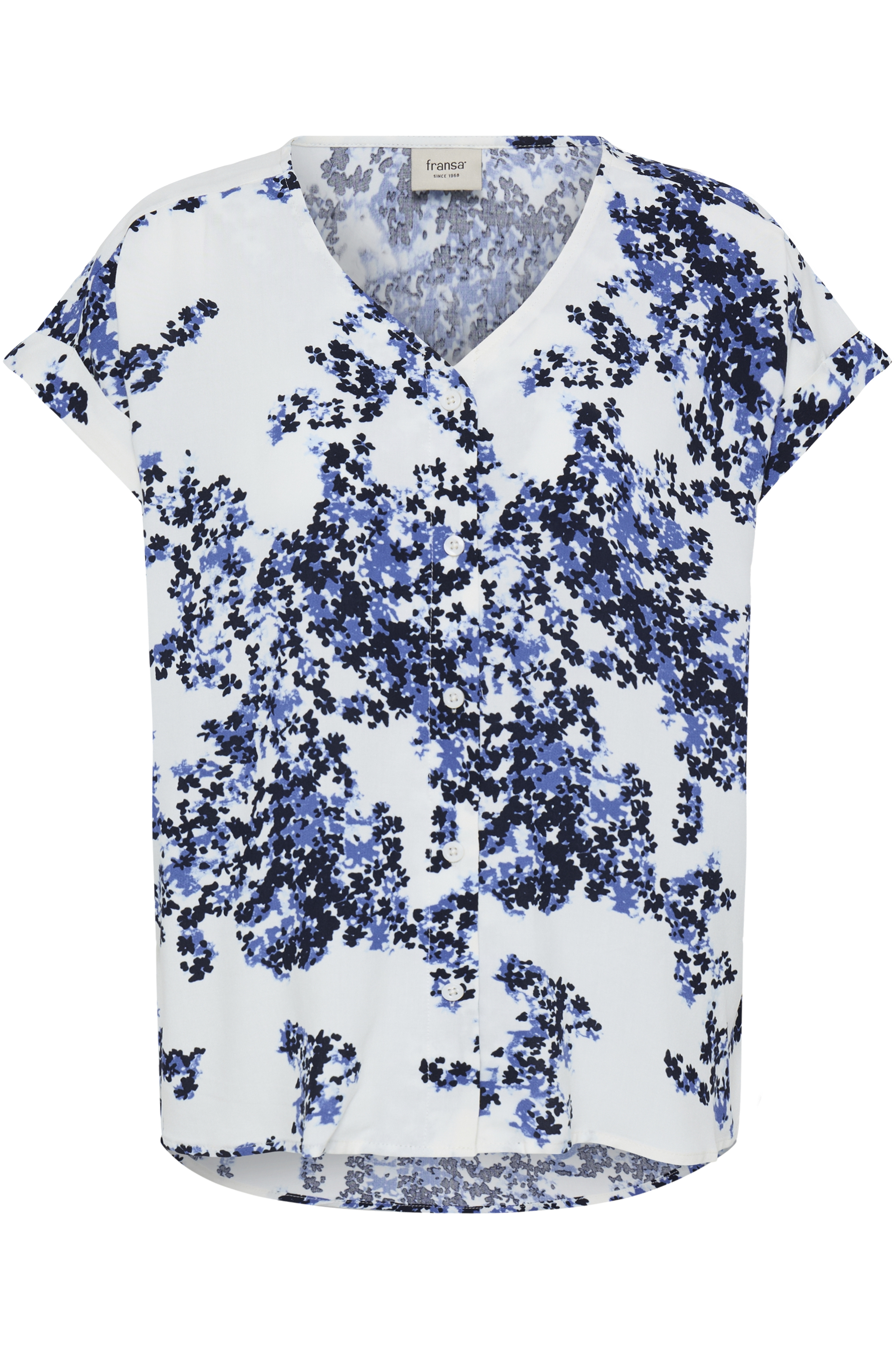 FRANSA FRHEAT BLÅ BLOMST BLUSE - Billede 2