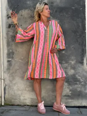 GASPAR MUMBAI PINK/ORANGE KJOLE