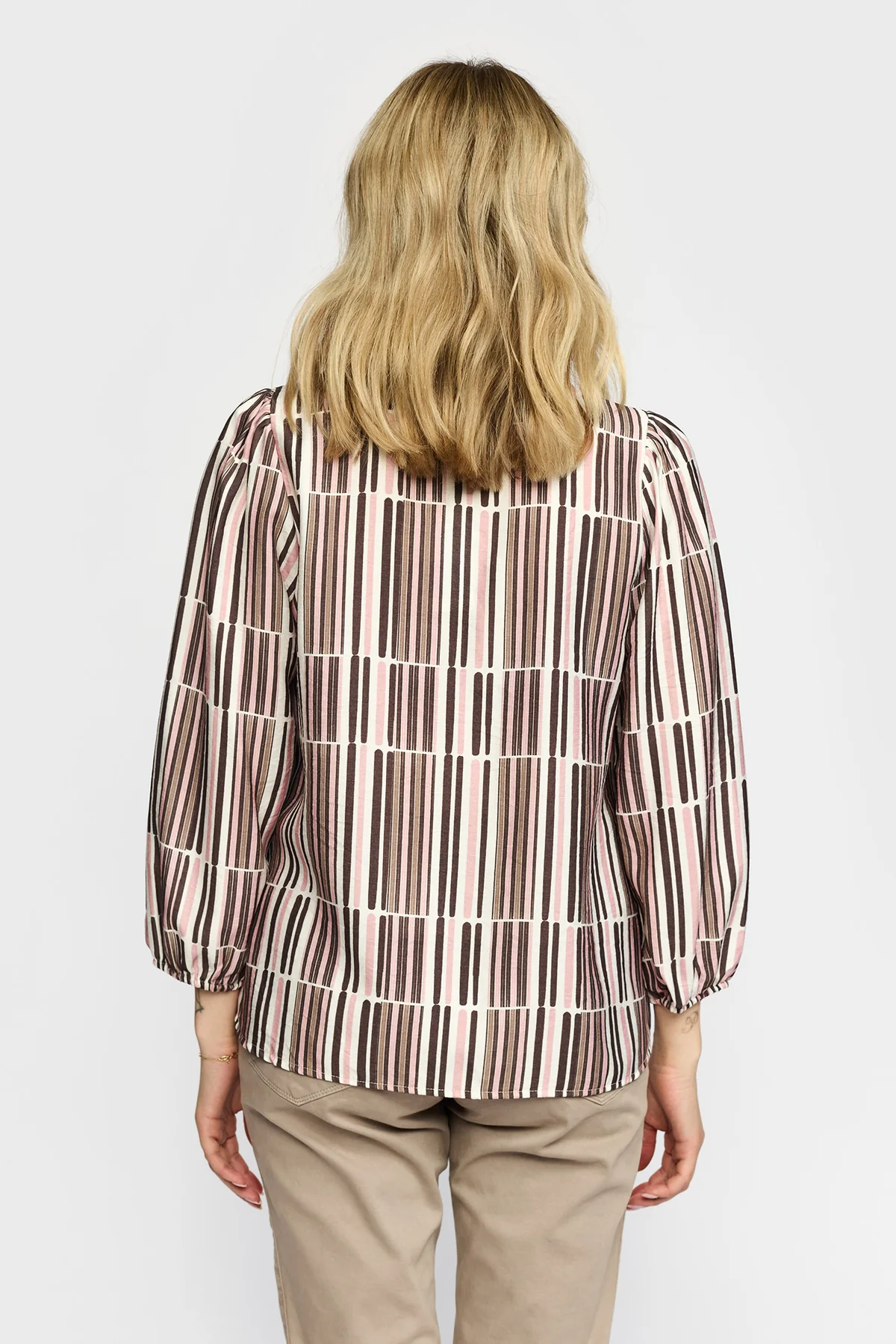 2-BIZ ESMARA ROSA STRIBET BLUSE - Billede 3