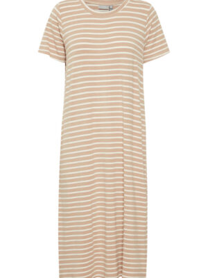 FRIVY SAND/HVID STRIB T-shirtkjole