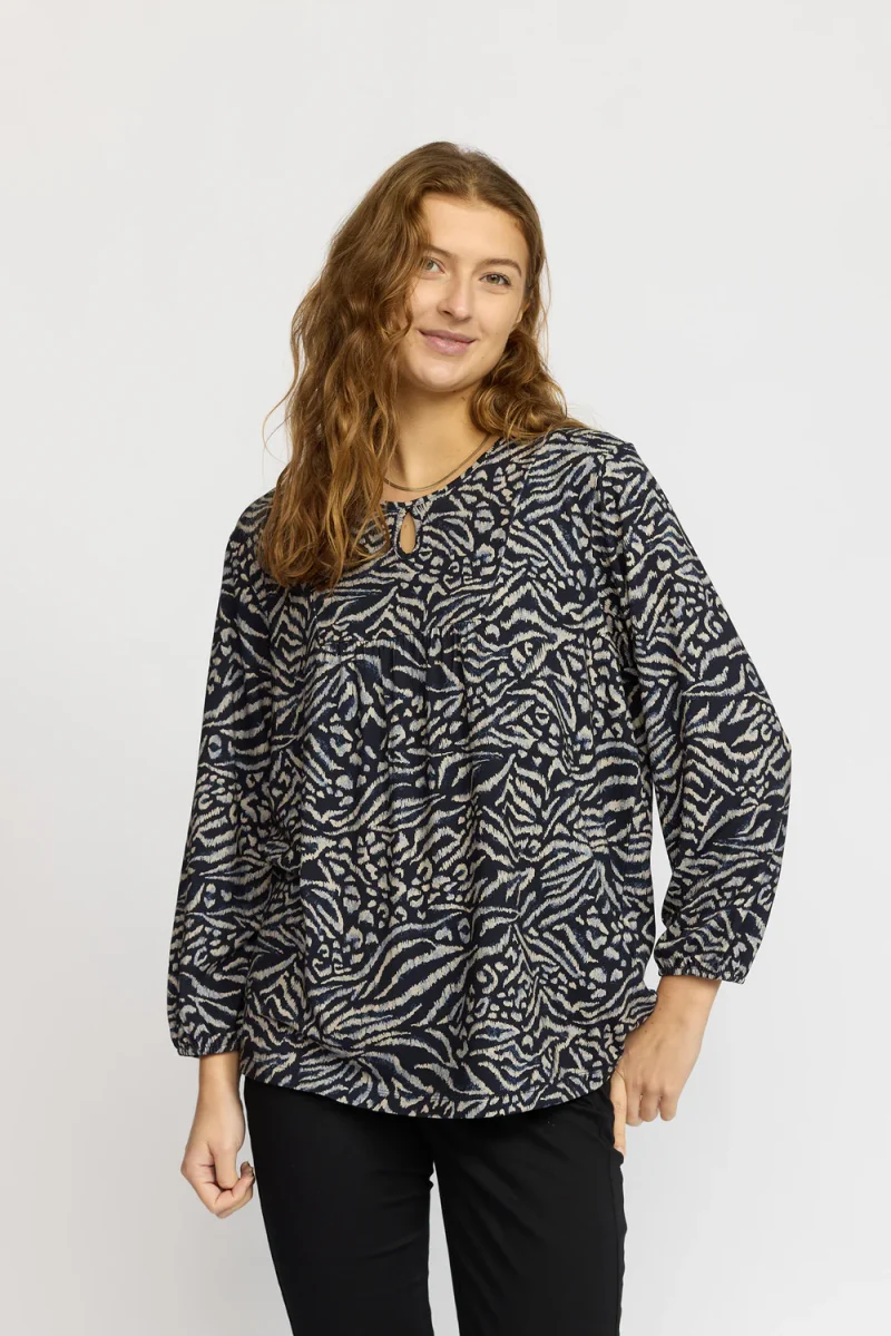 TARA.ES25 NAVY/SAND Bluse