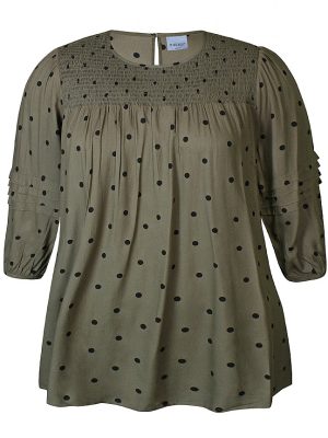 MELINA 397 ARMY/SORT PRIK Bluse