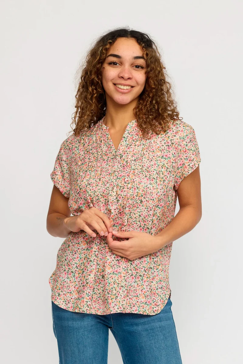 BLOMME.SP25 KHAKI FLOWER Bluse