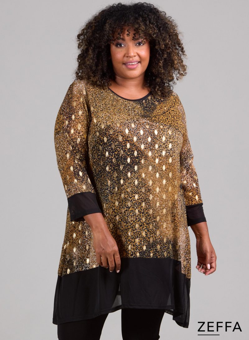ZF-1014 CAMEL/GULD PRINT Tunik