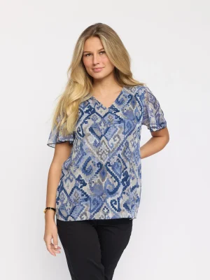 DOTTY.SP25 BLUE GRAPHIC Bluse