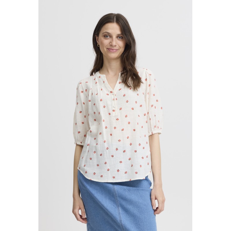 FRBOBBI CREME bluse med Jordbær