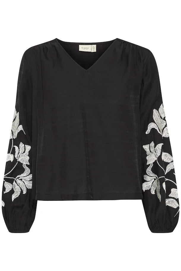 FRHARBO BL SORT/HVID Bluse - Billede 2