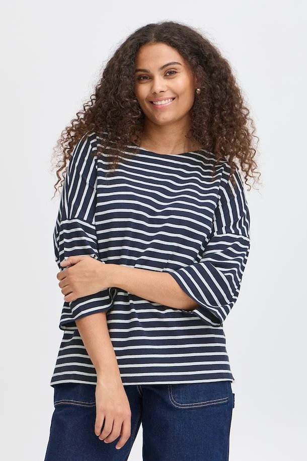 FRSIVA TEE 6 NAVY/HVID T-shirt