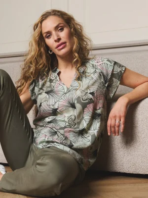 PIRLO.SP25 KHAKI LEAF Bluse
