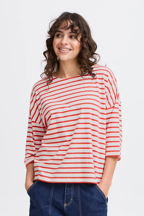 FRSIVA TEE 6 RØD/HVID T-shirt