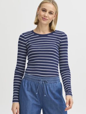 FRHIZAMOND STRIPE TEE BLÅ T-sh