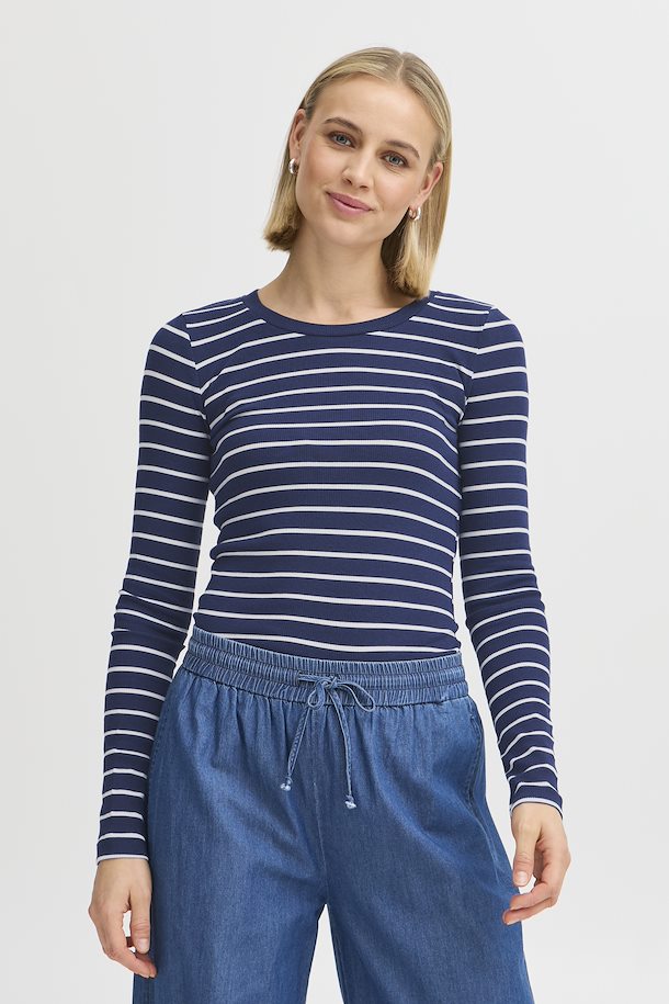 FRHIZAMOND STRIPE TEE BLÅ T-sh