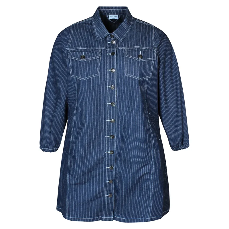 EXIE 677 DENIM MED STRIB Kjole - Billede 2